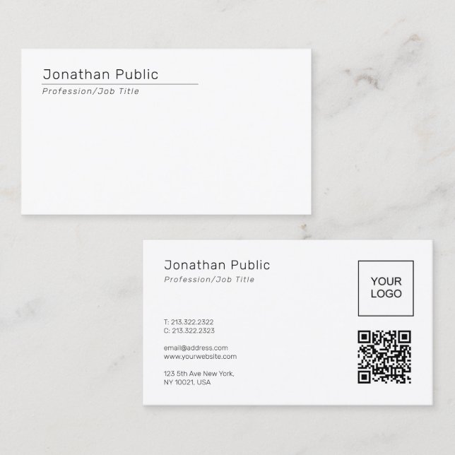 Elegant Template QR Code Upload Company Logo to Visitkort (Fram/baksida)