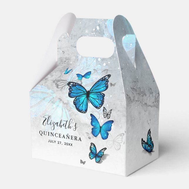Elegant Template Silver och Blue Butterfly Presentaskar (Framsidan Sidan)