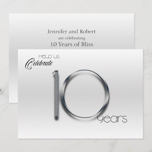 Elegant tenn 10-års bröllopsjubileum inbjudningar (Fram/baksida)