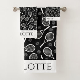 Elegant Tennis Boll Racket Mönster Snyggt Black
