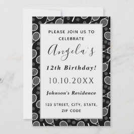 Elegant Tennis Rackets Bollar Player Födelsedagsfe Inbjudningar