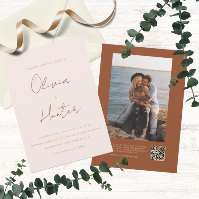 Elegant Terracotta alla i en bröllopsinbjudan Inbjudningar (Skapare uppladdad)