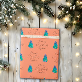 Elegant Terracotta Anpassningsbar God jul Träd Presentpapper
