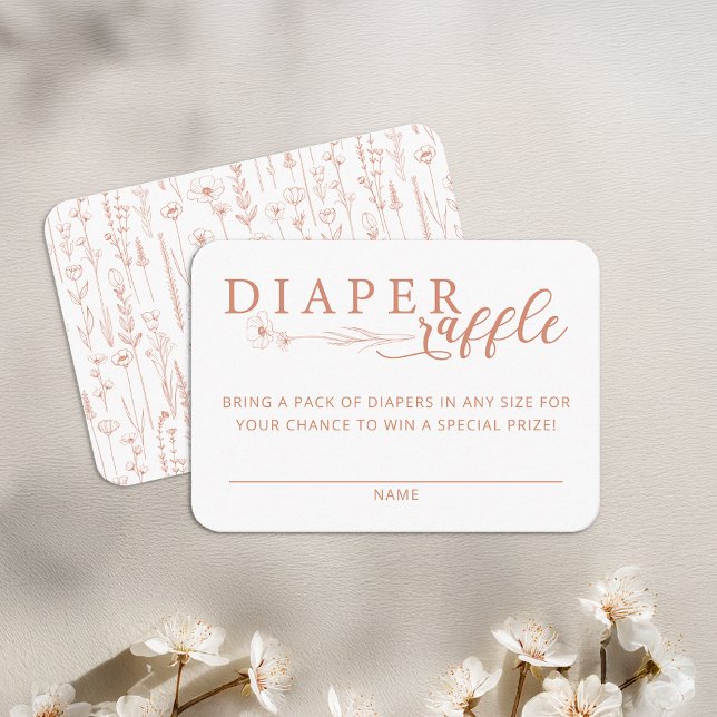 Elegant Terracotta Baby Shower Diaper Raffle Tilläggskort (Terracotta Diaper Raffle Card)