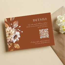 Elegant Terracotta Blommig Boho QR-kod Bröllop Tilläggskort