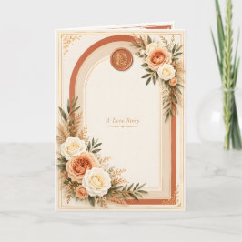 Elegant Terracotta Blommig Kärlekshistoria Bröllop Kort