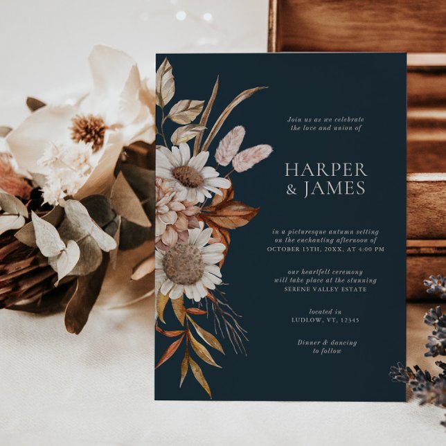 Elegant Terracotta Blommigt Boho Fall Wedding Inbjudningar (Skapare uppladdad)