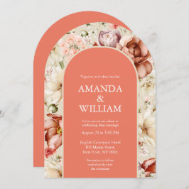 Elegant Terracotta Blommigt Bröllbjudan Inbjudningar