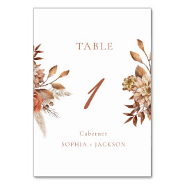 Elegant Terracotta Blommigt Bröllop Bordsnummer