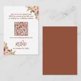 Elegant Terracotta Blommigt OSA med QR-kod Anteckningskort