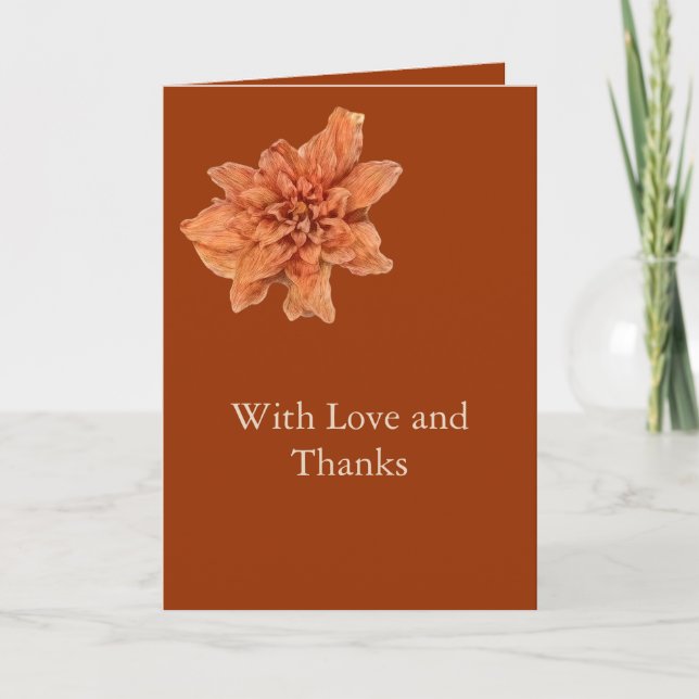 Elegant Terracotta Blommigt | Personligt bröllp Tack Kort (Framsida)