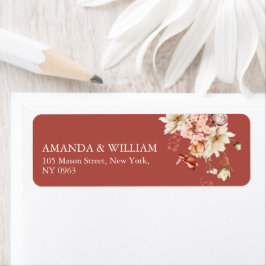 Elegant Terracotta Blommigt Returetiketters Returadress Etikett
