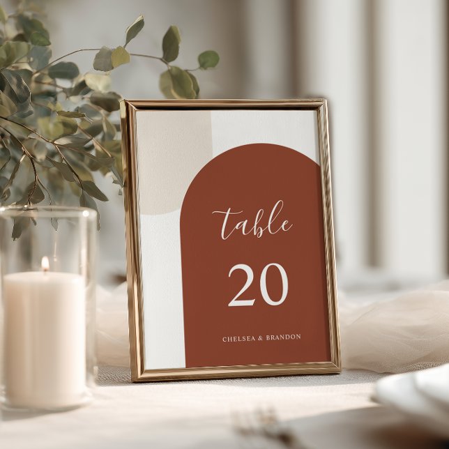 Elegant Terracotta Boho Arch Wedding Table Number Bordsnummer (Skapare uppladdad)