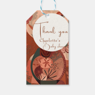 elegant Terracotta boho babydusch Presentetikett