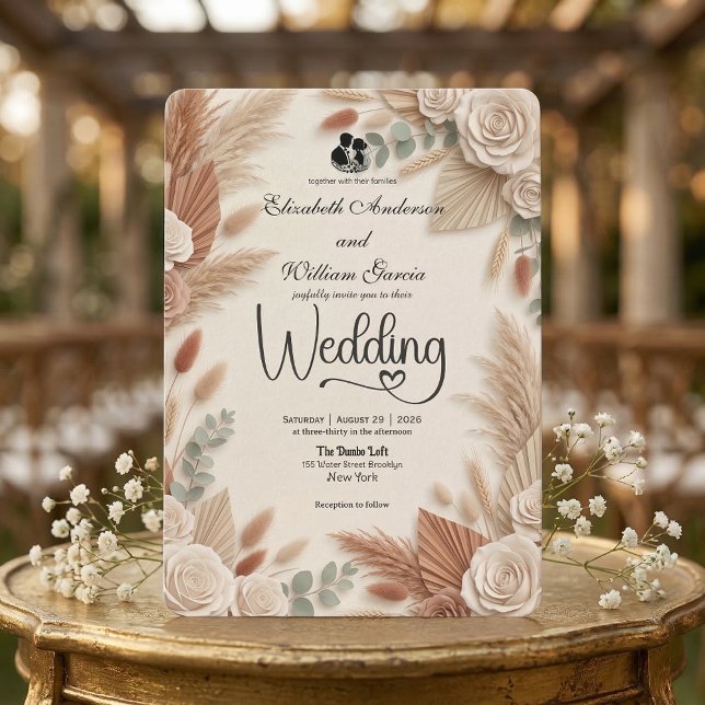 Elegant Terracotta Boho Chic Wedding Inbjudningar (Skapare uppladdad)