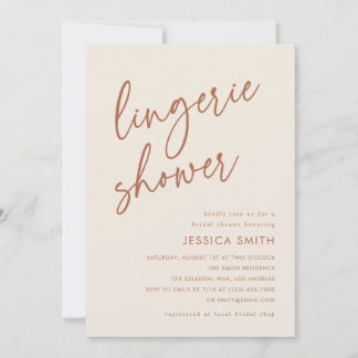Elegant Terracotta Boho Lingerie Shower Inbjudningar