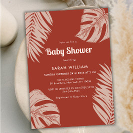Elegant Terracotta Boho Lövs Baby Shower Inbjudningar