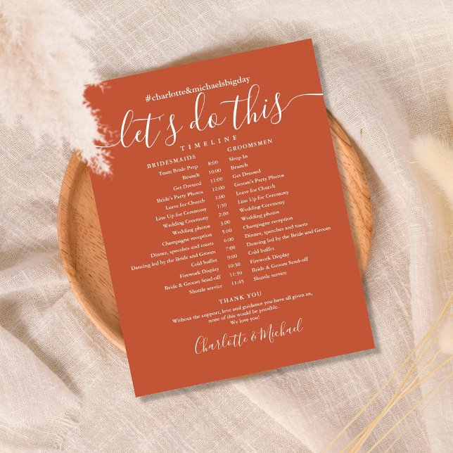 Elegant Terracotta Bröllop tidslinje (Skapare uppladdad)