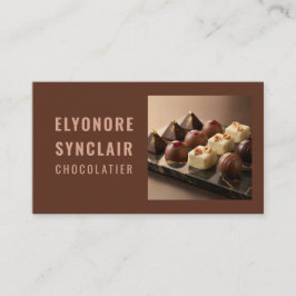 Elegant Terracotta Brown Chocolatier Photo QR Visitkort