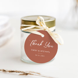 Elegant Terracotta Calligraphy Fall Wedding Gåvor Etiketter