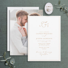 Elegant Terracotta Calligraphy Monogram Photo Inbjudningar