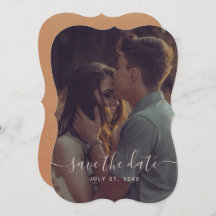 Elegant Terracotta Calligraphy Save Date