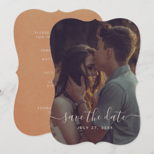 Elegant Terracotta Calligraphy Save Date Inbjudningar
