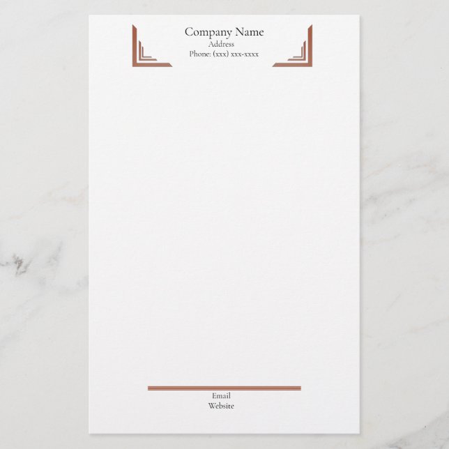 Elegant Terracotta Corner— with Footer Stationery Brevpapper (Framsida)