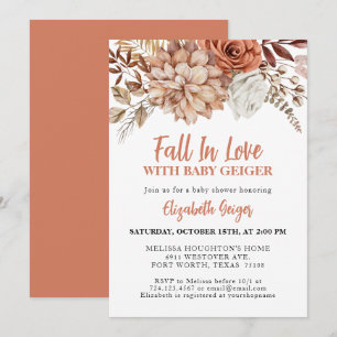 Elegant Terracotta Fall Blommigt Baby Shower Inbjudningar