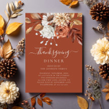 Elegant Terracotta Fall Blommigt Thanksgiving Midd