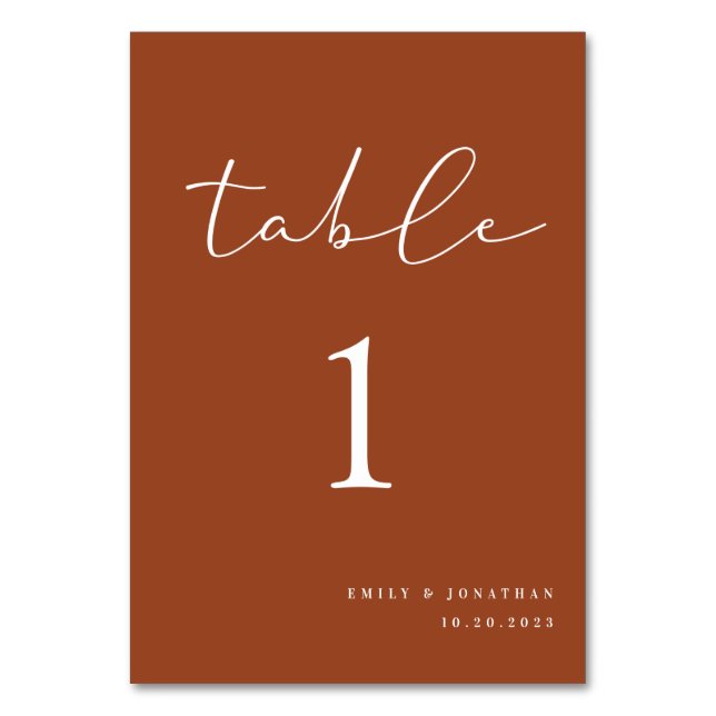 Elegant Terracotta Fall Wedding Bordsnummer (Framsidan)
