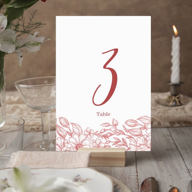 Elegant Terracotta Floral Wedding Table Number Bordsnummer (Skapare uppladdad)