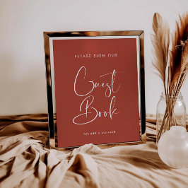 Elegant Terracotta Guest bok bröllop Poster
