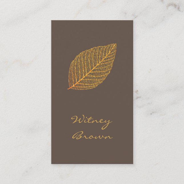 Elegant terracotta guld foil löv affärskort visitkort (Framsida)