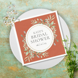 Elegant Terracotta Guld Greenery Möhippa Pappersservett