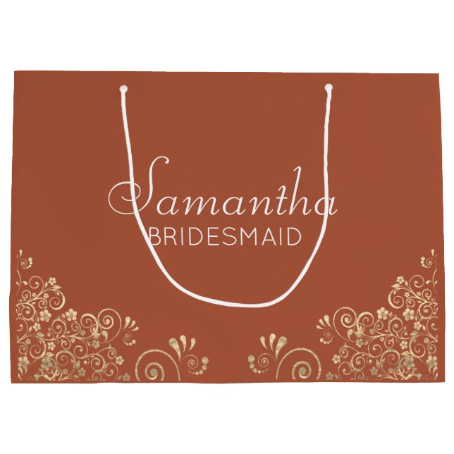 Elegant Terracotta Guld Personlig Bridesmaid  (Baksidan)