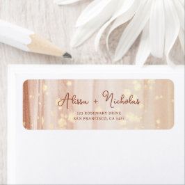 Elegant Terracotta Guld Watercolor Bröllop Adress Returadress Etikett