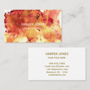 Elegant Terracotta Guld Watercolor Fall Boho Visitkort