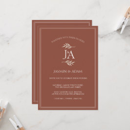 Elegant Terracotta Klassiska Första Bokstäver Bröl Inbjudningar