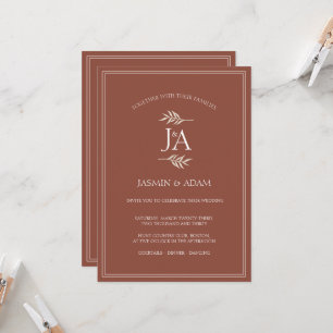 Elegant Terracotta Klassiska Första Bokstäver Bröl Inbjudningar