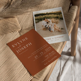 Elegant Terracotta Minimalist Boho Modern Bröllop Inbjudningar