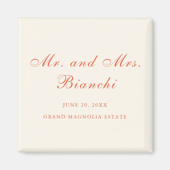 Elegant Terracotta Modern Classic Wedding Magnet (Framsidan)