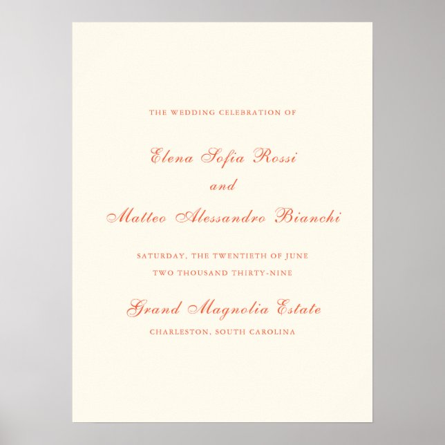 Elegant Terracotta Modern Classic Wedding Poster (Framsidan)