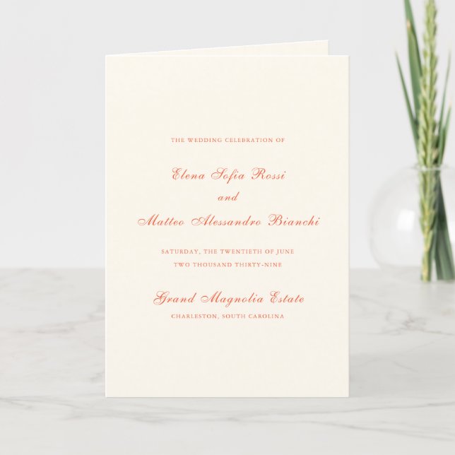 Elegant Terracotta Modern Classic Wedding Program (Framsida)