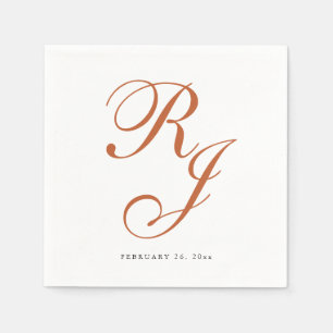 Elegant Terracotta Monogram Bröllop Napkins Pappersservett