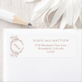 Elegant Terracotta Monogram Bröllop Returadress Etikett