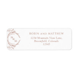 Elegant Terracotta Monogram Bröllop Returadress Returadress Etikett