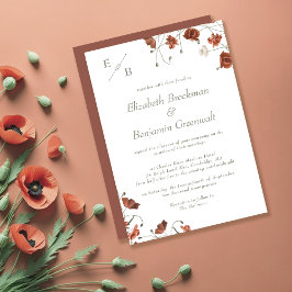 Elegant Terracotta Monogram Contemporary Bröllop Inbjudningar