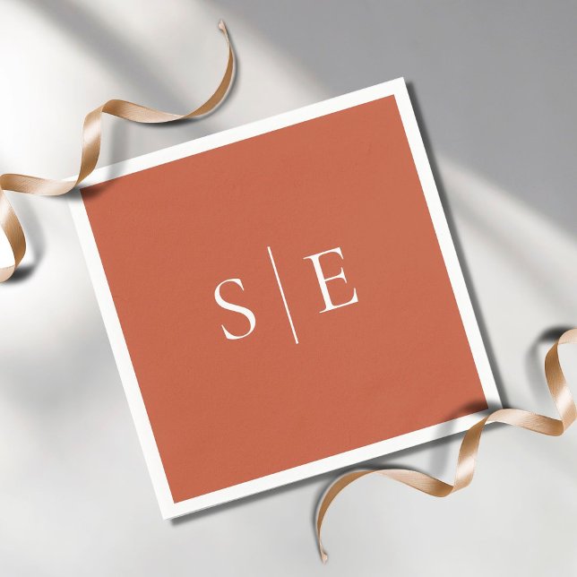 Elegant Terracotta Monogram Minimalist Pappersservett (Skapare uppladdad)