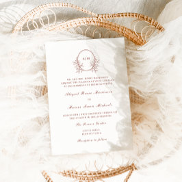 Elegant Terracotta Monogram QR Osa Photo Bröllop Inbjudningar